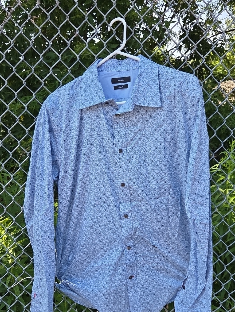 Diesel Light Blue Printed Men's Button-Down Shirt